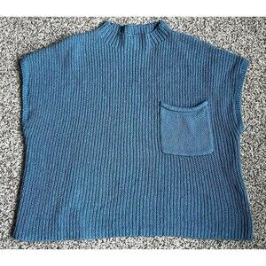 Women's Free People Beach Blue Knit Short Sleeve Sweater, Small